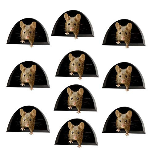Bu 10pcs Cute Miniature Mouse Hole Wall Sticker Mouse Hole Wall Decal Baseboard Sticker Handpaint Style Cartoon Creative Interest Wall Decal for Home Office Car Laptop