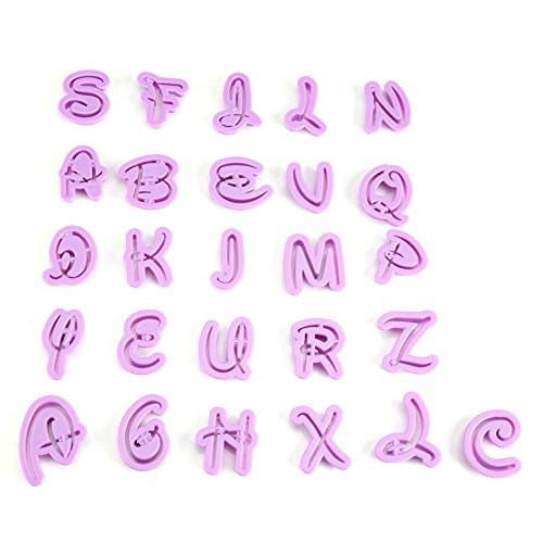 DEWIN Cookie Cutters - Fondant Alphabet Letter Cutters Script 26Pcs Cookie Fondant Mould Alphabet Cutters Letter Cutters for Fondant Icing Baking Cake Decorating Cake Mould Bakeware