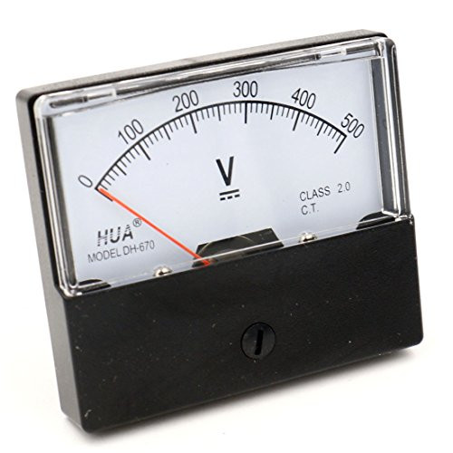 Baomain Voltmeter DH-670 DC 0-500V Rectangular Class 2.5 Analog Panel Volt Voltage Meter