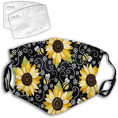Sunflower and bee Mouth Face Mask Anti Breathable Filter Dust Absorb Sweat Washable Reusable Masks for Cycling Camping Ski Travel Outdoor M Sunflower and bee Mouth Face Mask Anti Breathable Filter Dust Absorb Sweat Washable Reusable Masks for Cycling Camping Ski Travel Outdoor M