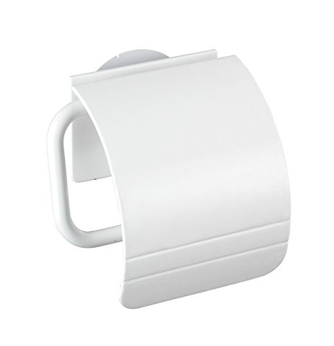 WENKO 22267100 Static-Loc Toilet Paper Holder with Cover Osimo White Polypropylene 5.9 x 5.5 x 2.0 inch