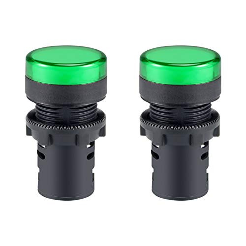uxcell 2Pcs Green Indicator Light AC-DC 110V 22mm Panel Mount for Electrical Control Panel HVAC DIY Projects