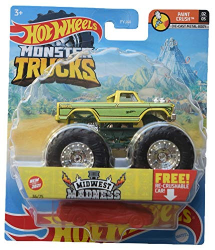 Hot Wheels Monster Trucks Midwest Madness Re Crushable 36-75 -Paint Crusha 2-5- Green 2021