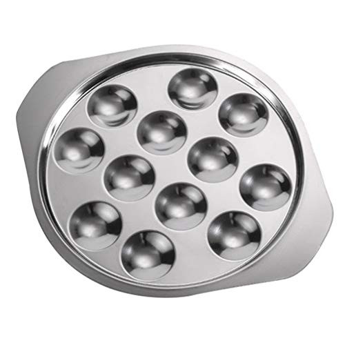 Cabilock Stainless Steel Snail Plate Mushroom Escargot Dishes Plate Hotel Restaurant Escargot Dishes 12 Compartment Holes
