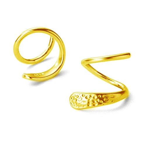 Fashion Minimalist Ear Cuff Climber Hoop Earrings Sterling Silver for Women Girls Cartilage Crawler Wrap Earring Ear Piercing Hypoallergenic -Gold-