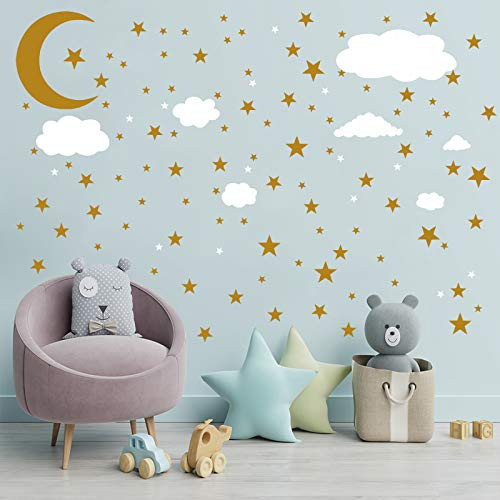 Moon Stars and Clouds Wall Decals Vinyl Sticker DILIBRA Removable Stars Peel and Stick Wall Stickers Mural for Kids boy Girls Nursery Bedroom Baby Room DIY Wall Home Decoration -Golden- Moon Stars and Clouds Wall Decals Vinyl Sticker DILIBRA Removable Stars Peel and Stick Wall Stickers Mural for Kids boy Girls Nursery Bedroom Baby Room DIY Wall Home Decoration -Golden-