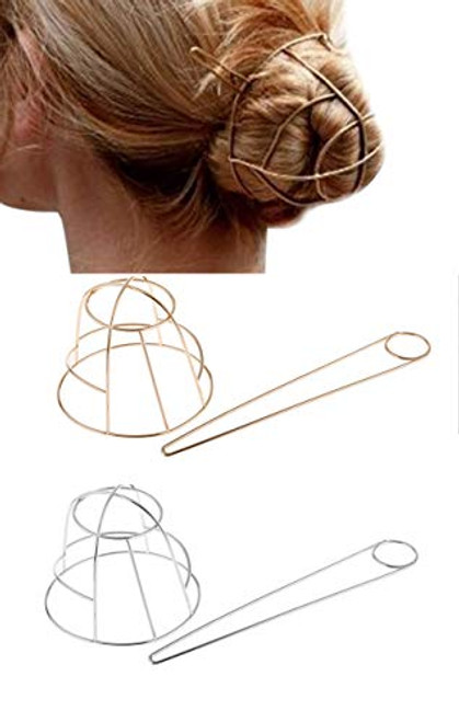 Ovche Metal Hair Comb Clip Bun Maker Buns Wrap French Twist Thick Hair Ponytail Holder Buns Hair Clips Ponytail Hair Comb Side Comb Headpiece Grip Jewelry Accessory for Women Girls