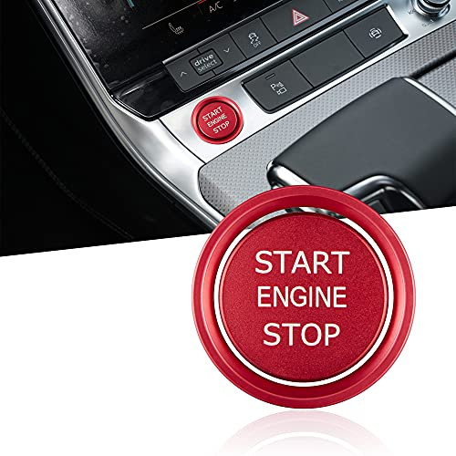 TOMALL Aluminum Engine Start Stop Push Button Cover Trim Compatible with Audi A4 A5 A6 A7 Q5 Car Engine Ignition Start Button Cap Surrounding Trim Ring Decoration -Red-
