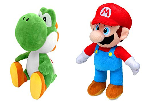 Super Mario(30cm) & Yoshi(27cm) Plush,Soft Toys,Original,2 Characters Available! (Pack of 2(Super Mario & Yoshi))