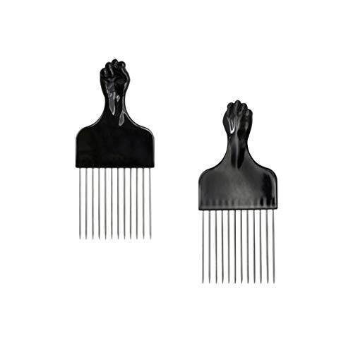 OSALADI 2Pcs Afro Comb Metal Pick Comb Afro Braid Pick Hairdressing Detangle Wig Braid Hair Styling Comb Styling Tool for Women Men Salon