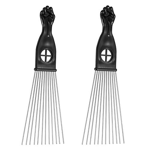 Lurrose Metal Afro Comb 2pcs Metal African American Pick Comb Afro Braid Pick Comb for Men Women