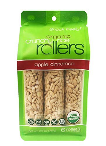 Bamboo USDA Organic Crunchy Brown Rice Rollers New Flavor 1 Pack 6 Rolls -Apple Cinnamon-