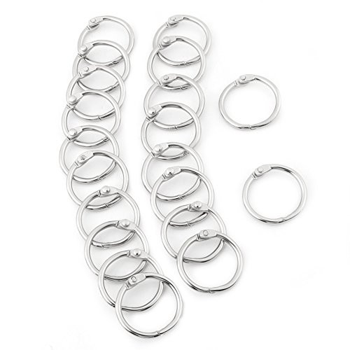 Oumefar Silver Metal Hinge Ring Split Ring Split Key Ring for Photo Album Scrapbook Binder Key Ring Split Crafts-30mm-