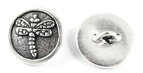 TierraCast Pewter Buttons-FINE SILVER PLATED DRAGONFLY -2-