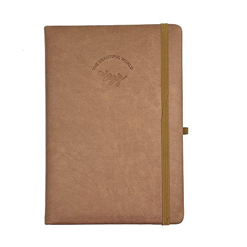 Ruled Composition Notebook - Hardcover Lined Journal NotebookA5 Size Leather Journal Writing Notepad Paper220 pages -Brown- H015