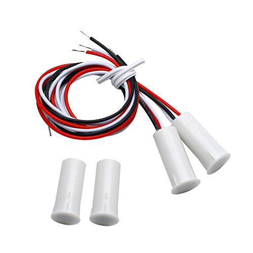 Augiimor 2PCS RC-35 NC  and  NO Wired Magnetic Door Window Contact Sensor Security Alarm Door Window Contact Sensor Magnetic Reed Switch -White-