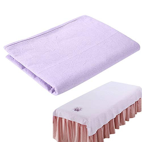 Beauty Massage Bed Sheets Salon Massage SPA Couch Soft Cotton Bed Cover Protector with Face Breath Hole -Lilac-