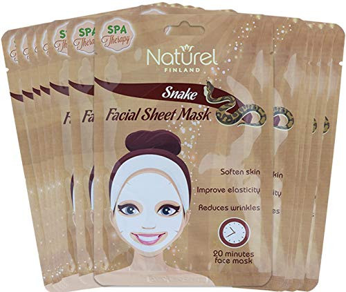 Korean Face Mask Sheet Snake 12 Mask Pack for Anti-Aging and Reduces Wrinkles
