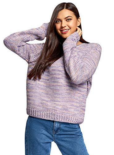 oodji Ultra Women's Relaxed-Fit Mélange Pullover Purple US 0 - EU 34 - XXS