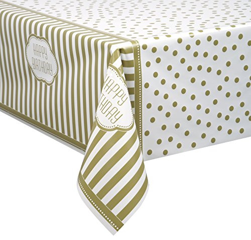 Golden Birthday Plastic Tablecloth, 84" x 54"