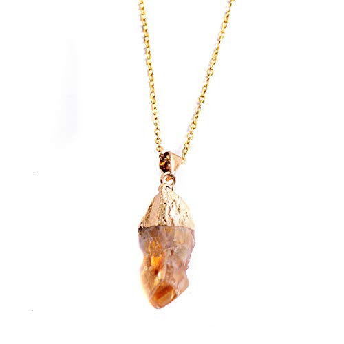 YGLINE Natural Healing Crystal Yellow Citrine Rough Stone Pendant Necklace YGLINE Natural Healing Crystal Yellow Citrine Rough Stone Pendant Necklace