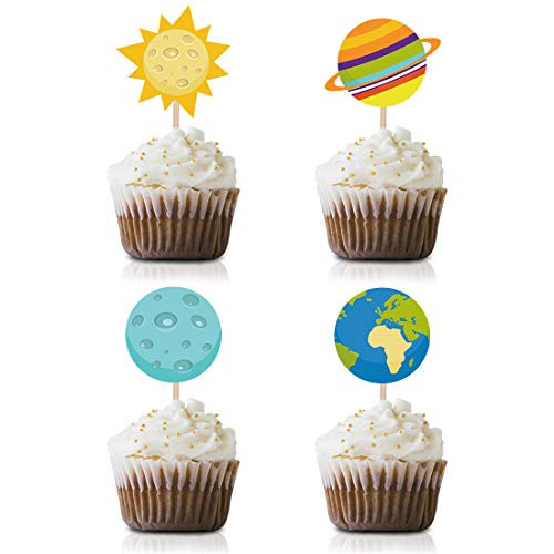 Solar System Party Cupcake Topper Picks 24-Pack Space Birthday Party Supply Decorations