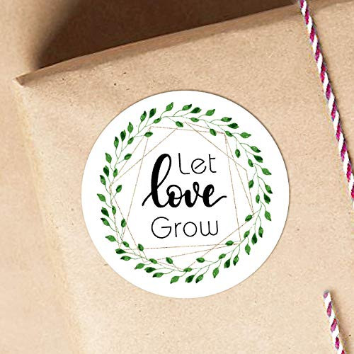Let Love Grow Greenery Favor Stickers Wedding and Bridal Shower Favor Labels Baby Shower Favor Stickers-120PCS
