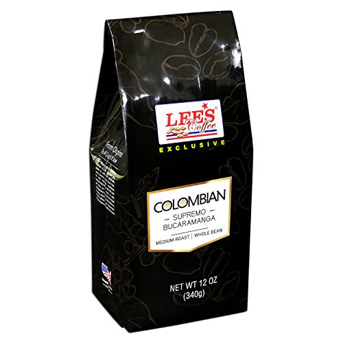 Lee's Coffee Exclusive Whole Bean, Colombian Supremo Bucaramanga, 12 Ounce
