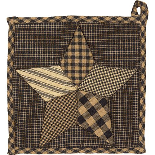 VHC Brands Classic Country Primitive Tabletop and Kitchen-Farmhouse Star Pot Holder 8" x 8" Charcoal Black VHC Brands Classic Country Primitive Tabletop and Kitchen-Farmhouse Star Pot Holder 8" x 8" Charcoal Black
