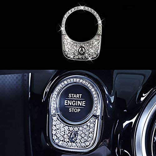 Crystal Bling Auto Start Engine Ignition Button Knob Ring Silver Sticker fit for Mercedes-Benz A B G GLA GLE GLS Class