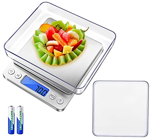 HUYVMAY Digital Food Kitchen Scale 3000g-0.1g Small Scale for Food-Jewelry Digital Gram Scale with Back-Lit LCD Display 2 Trays 6 Units Auto Off Tare PCS Function Batteries Included HUYVMAY Digital Food Kitchen Scale 3000g-0.1g Small Scale for Food-Jewelry Digital Gram Scale with Back-Lit LCD Display 2 Trays 6 Units Auto Off Tare PCS Function Batteries Included