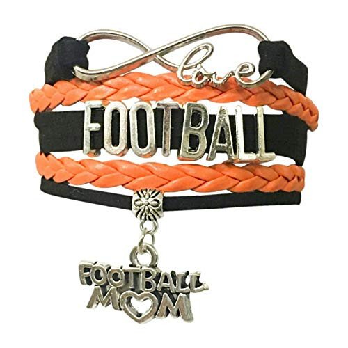 Football Mom Jewelry-Football Mom Bracelet- Womens Football Charm Bracelet for Football Moms -Orange-Black- Football Mom Jewelry-Football Mom Bracelet- Womens Football Charm Bracelet for Football Moms -Orange-Black-