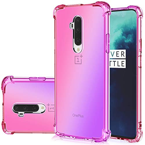 Gufuwo Case for OnePlus 7T Pro OnePlus 7T Pro Cute Case Gradient Slim Anti Scratch Soft Clear TPU Phone Case Cover Shockproof Case for OnePlus 7T Pro -Pink-Purple-