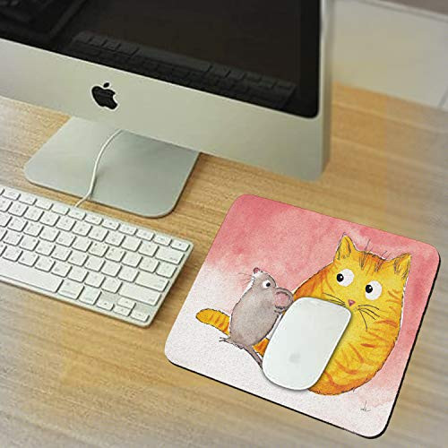 Sunshine Cases Skeptical Rat and Ginger Tabby Cat Art by Denise Every Mouse Pad