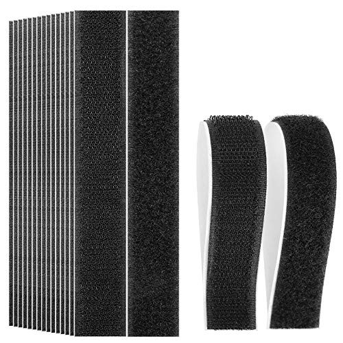 Adhesive Hook Loop Strips15 Pairs 1x7 Inch Industrial Strength Sticky Back Fasteners Hook and Loop Tape for Mounting Hanging or Organizing Items Indoors or Outdoors -Black-