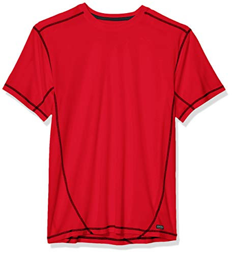 Smith's Workwear Men's Performance Contrast Crew T-Shirt Red-Black Medium