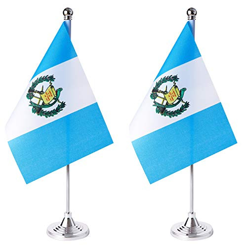 ZXvZYT 2 Pack Guatemala flag Guatemalan Table Flag Small Mini Guatemalan Desk Flags With Stand BaseInternational Festival Events Celebration DecorateHome office Decorations