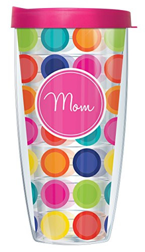 Mom On Happy Circles Clear Wrap Super Traveler 22 Oz Tumbler Mug with Lid