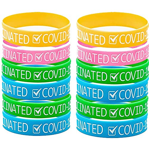 Covid Wristbands12 Pack Vaccinated Silicone Wristbands Vaccinated Covid-19 Bracelet-Silicone Vaccination Bracelets for COVID-19 Vaccine Support -12- Covid Wristbands12 Pack Vaccinated Silicone Wristbands Vaccinated Covid-19 Bracelet-Silicone Vaccination Bracelets for COVID-19 Vaccine Support -12-