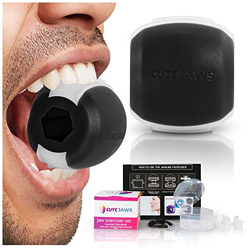 Jaw Exerciser Jawline Exerciser Double Chin Reducer Face Exerciser Blue Chew Face and Neck Exerciser Define your jaw Look Younger and Healthier Jawline shaper Jaw trainer -Black-
