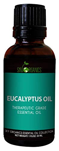 Eucalyptus Essential Oil by Sky Organics -1 oz.- 100 percent Pure Steam-Distilled Eucalyptus Essential Oil Natural Eucalyptus Oil for Aromatherapy Diffuser Massage Candles and DIY