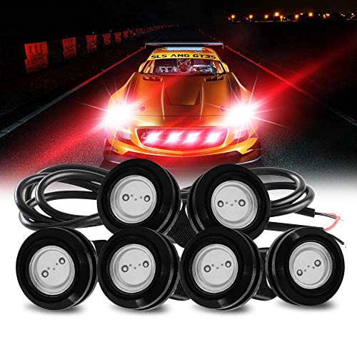 Teguangmei 6 Pack 18mm High Power Red 9W Eagle Eye LED Lights DRL Daytime Running Fog Light Tail Backup Light Warning Lights Car Motorcycle Accessories