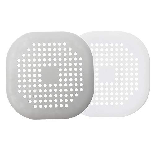 2 Pack Hair Catcher Shower Drain Hair Stopper Sink Strainer Square Silicone Drain Cover Easy to Install and Clean Suit for Bathroom Bathtub and Kitchen