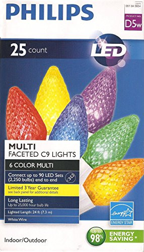 Philips 25ct Multi LED Faceted C9 String Lights