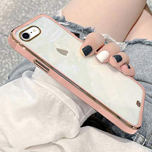 Urarssa Case Compatible with iPhone SE 2020 iPhone 7 iPhone 8 Crystal Clear Transparent Design Back Bumper Shockproof Slim Fit Soft TPU Silicone Protective Phone Case Cover for iPhone 7-8-SE2020 Pink