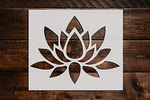 Lotus Flower Stencil DIY Reusable Craft and Painting Wall Stencils - 002 -5"x6"- Lotus Flower Stencil DIY Reusable Craft and Painting Wall Stencils - 002 -5"x6"-