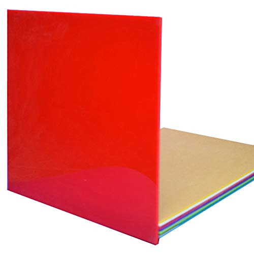 XLNT TECH Cast Plexiglass Acrylic Sheet -Opaque Red 1 Piece 12 x 12 Inch 0.118" Thick- Acrylic Sheet for Signs DIY Projects.