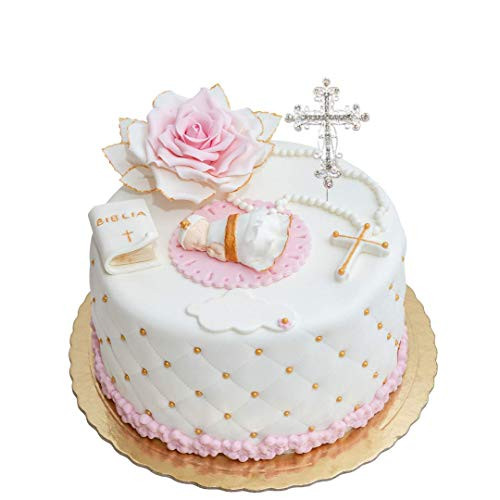 ambari Cross Cake Topper Baptism First Communion Christening Confirmation Decoration. Christian Religious Keepsake Decorations -Silver Cross-