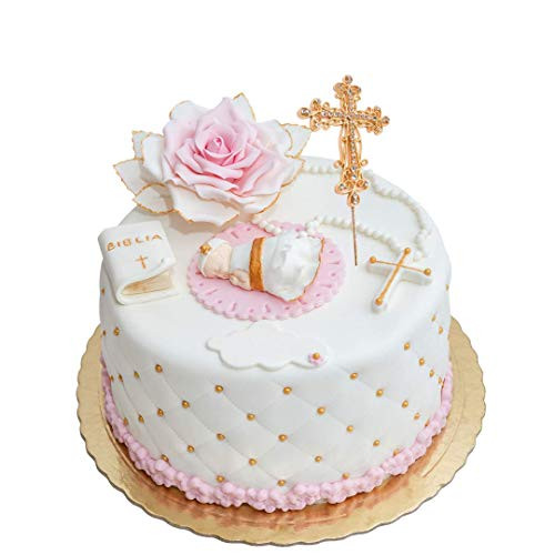 ambari Cross Cake Topper Baptism First Communion Christening Confirmation Decoration. Christian Religious Keepsake Decorations -Rose Gold-