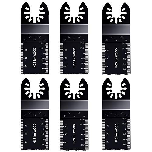 Hanida 6pcs Wood Oscillating Multitool Quick Release Saw Blades Compatible with Fein Multimaster Porter Cable Black  and  Bosch Decker Dremel Craftsman Ridgid Ryobi Makita Milwaukee Dewalt Rockwell